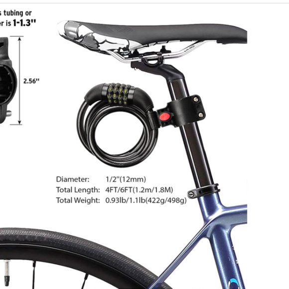 Titanker Bike Lock Cable,Kids Bike Cable Basic Self Coiling Combination Cable Co - Picture 4 of 7
